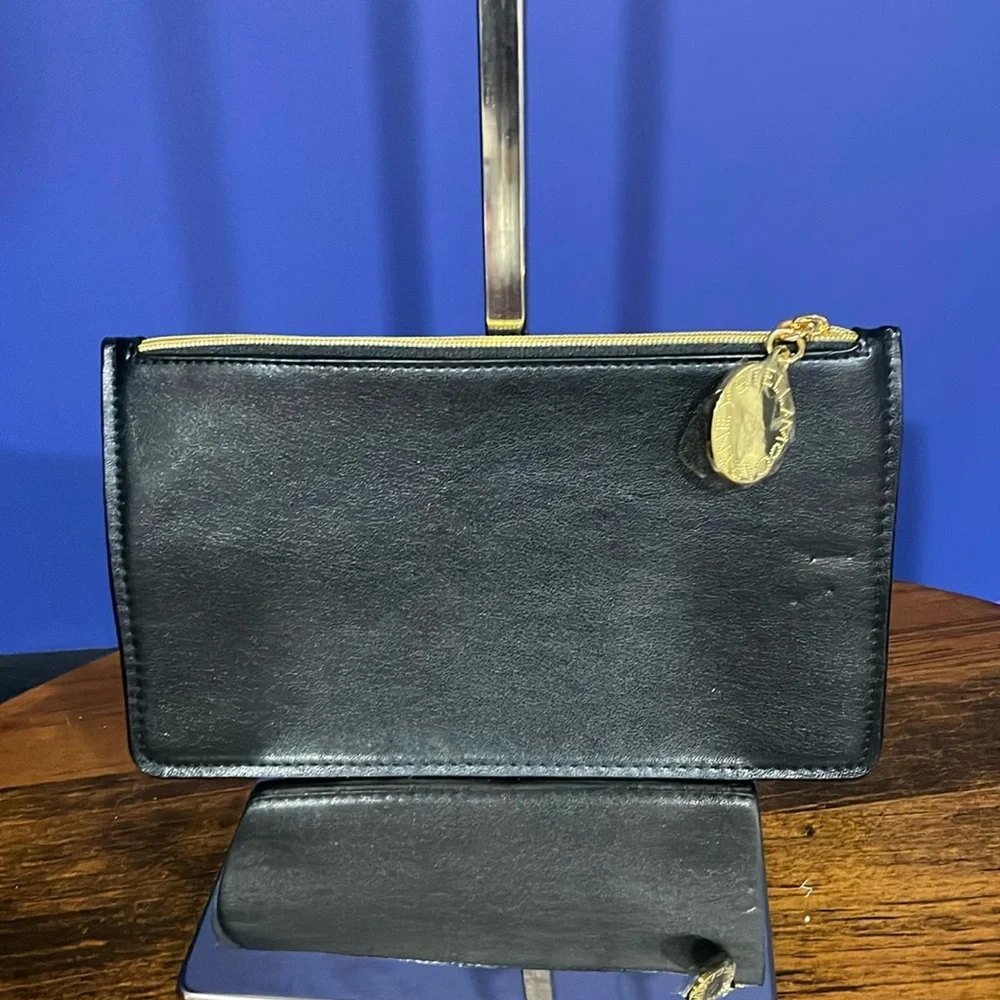 Stella McCartney Small Vegan Leather Black Case Zipper Clutch Pouch - Picture 1 of 4